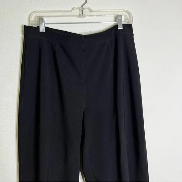 Coldwater Creek wide leg Black Trousers pants sz L petite pull on knit stretch - Picture 6 of 9